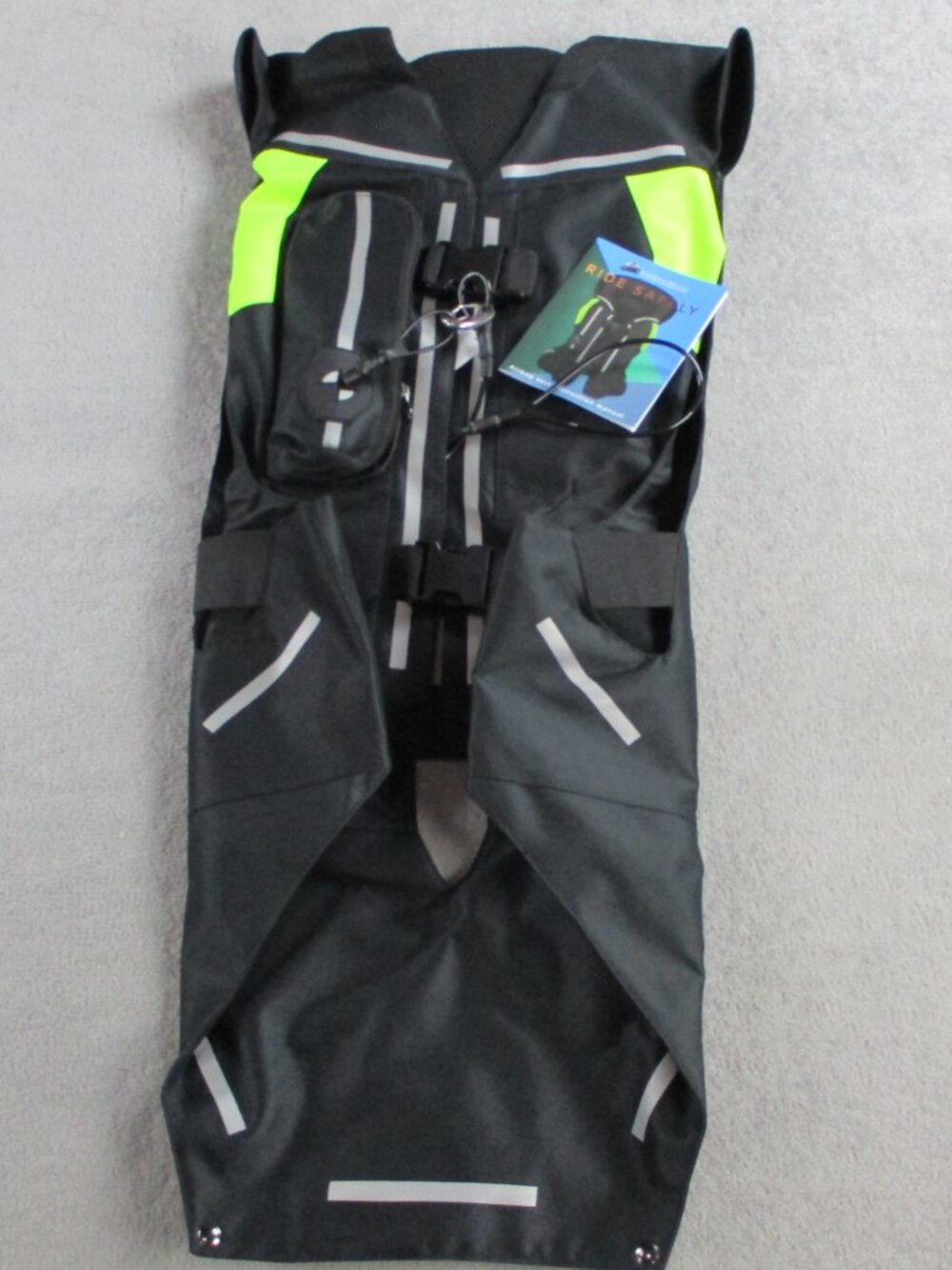 Mens Protective Motorcycle Air Bag Vest Size XL Black Green Safety Reflective - Picture 5 of 6